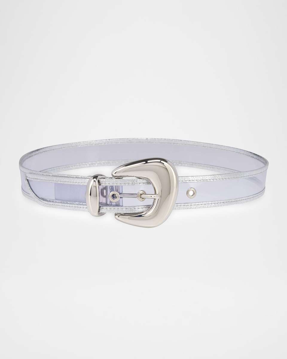 Bubble Belt in Clear PVC and Laminated Leather